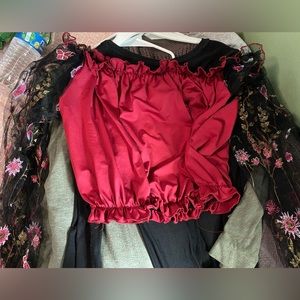 Sheer and red blouse